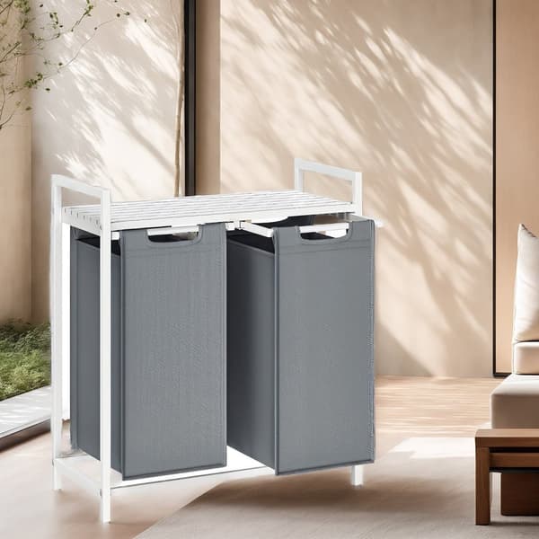 Rootz Double Compment vaskeri - Vaskeri Collector - Vaskeri - Rumbesparelse med hylde - 73 cm x 33 cm x 72 cm