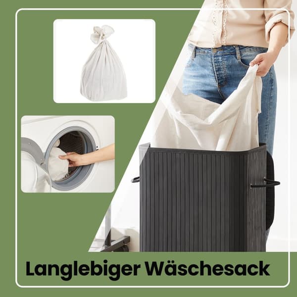 Rootz bambusvaskekurv med låg - tøjhæmmer - Bambusopbevaringsbakke - 72L kapacitet - 40x60x30cm