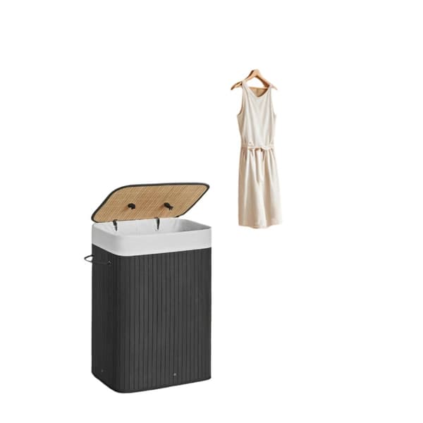 Rootz bambusvaskekurv med låg - tøjhæmmer - Bambusopbevaringsbakke - 72L kapacitet - 40x60x30cm