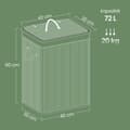 Miniatyrbillede 4 af 6: Rootz bambusvaskekurv med låg - Hamper - Tøjsamler - 72L Storage - Fjernelig taske - 40x30x60cm