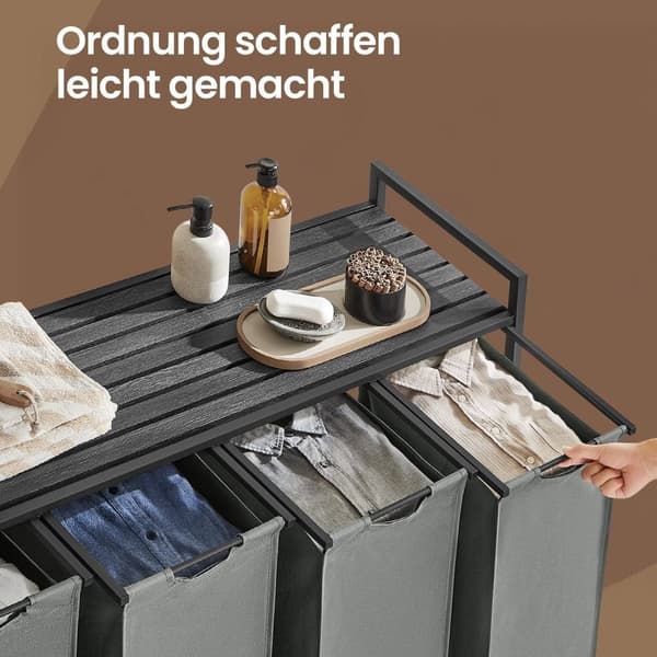 Rootz vaskeri kurv 4 rum - vaskeri samler - vaskeri - organiseret opbevaring - 116 cm x 33 cm x 72 cm