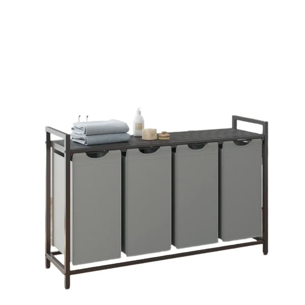 Rootz vaskeri kurv 4 rum - vaskeri samler - vaskeri - organiseret opbevaring - 116 cm x 33 cm x 72 cm