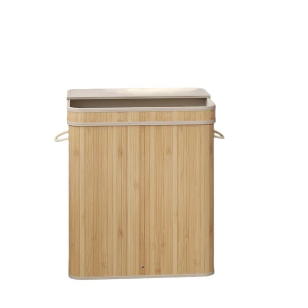 Rootz vaskeri kurv med låg - vaskeri bambus - vaskeri med håndtag - Maskinvaskbar - 34,5 x 54,5 x 61 cm