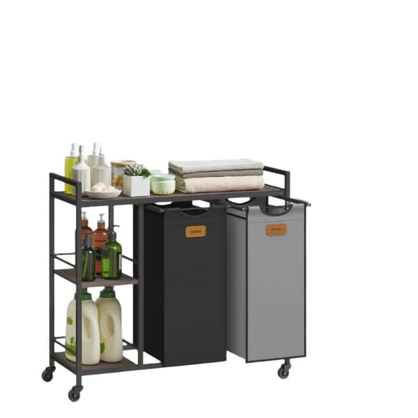 Rootz vaskeri kurv - vaskeri samler - vaskeri sortering - 2 rum - organiseret opbevaring - 87 cm x 33 cm x 80,5 cm