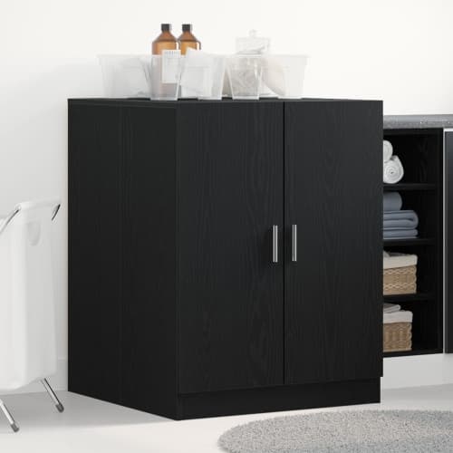 Tvättmaskinskåp Svart Ek 70,5x71,5x91,5 cm Byggt av trä