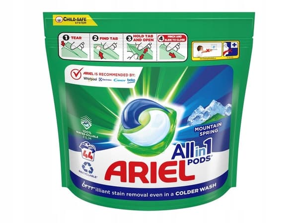 Ariel All-in-1 Mountain Spring Wash kapsler, 44 stk