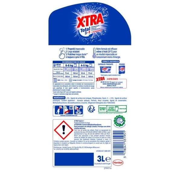 XTRA TOTAL Tvättmedel - 3 L