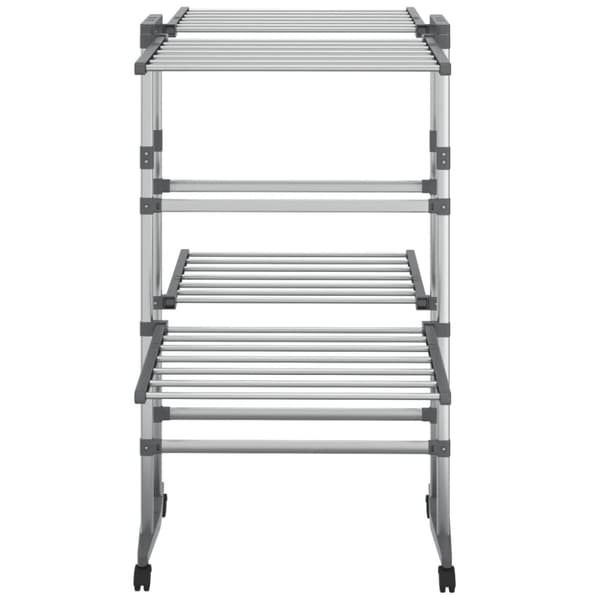tørrestativ 2 niveauer med hjul 60x70x106 cm sølvfarvet