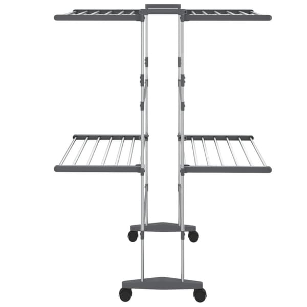 tørrestativ 2 niveauer med hjul 60x70x106 cm sølvfarvet