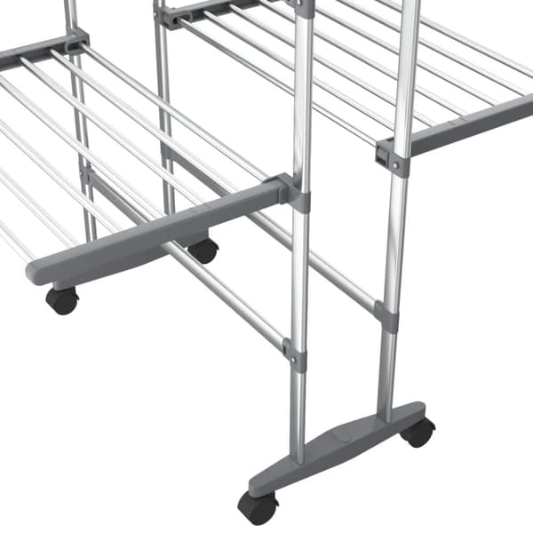 tørrestativ 2 niveauer med hjul 60x70x106 cm sølvfarvet
