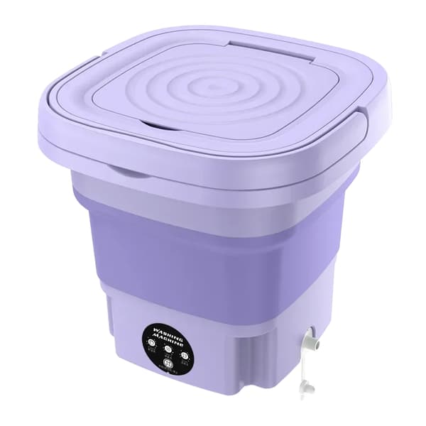 Bærbar Vaskemaskine, Foldbart Design, Centrifugefunktion, Lilla, EU