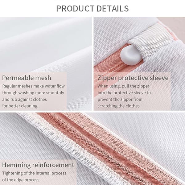 Set med 6 tvättnät Tvättpåsar i olika storlekar av vit polyester - För att skydda känslig tvätt från skador