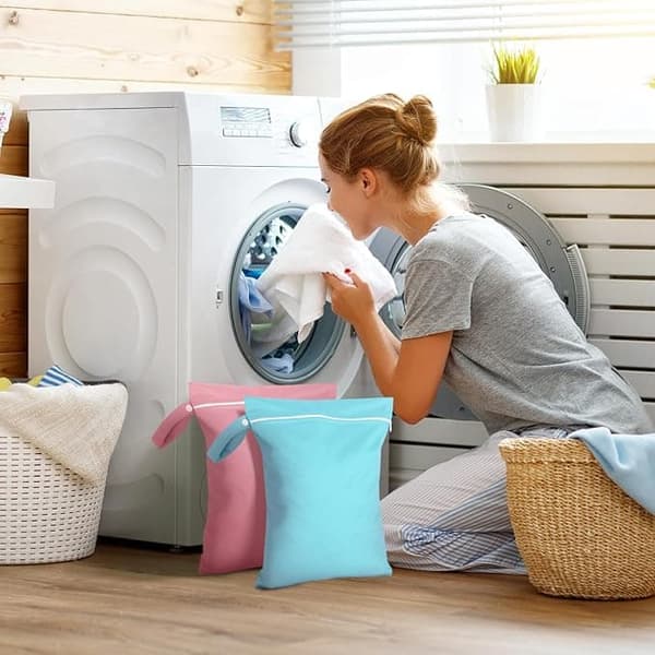 2-pack Vattentäta Tvättpåsar (40x30 cm) – Återanvändbar Resenässäck för Baddräkter, Handdukar & Blöjor | Rosa & Blå