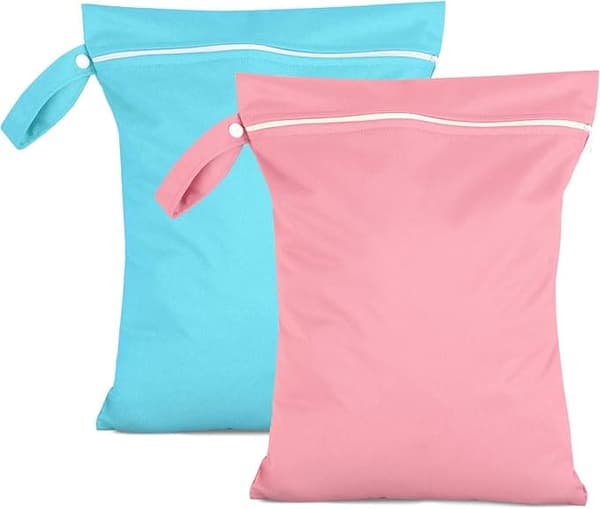 2-pack Vattentäta Tvättpåsar (40x30 cm) – Återanvändbar Resenässäck för Baddräkter, Handdukar & Blöjor | Rosa & Blå
