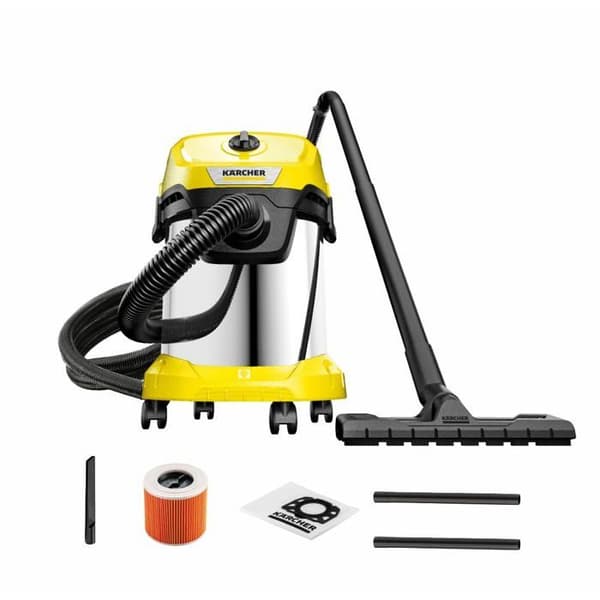 Våt- och torrdammsugare - Kärcher - WD 3 S V-17/4/20 - 1000 W - 17 l - lövblås Rostfritt stål, Gul
