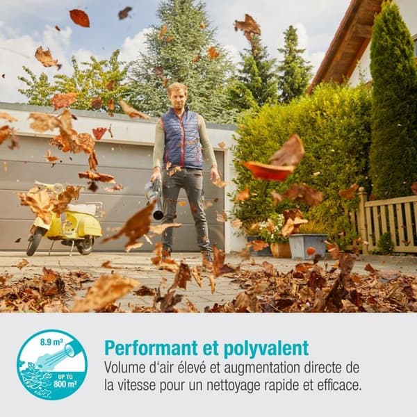 Souffleur - GARDENA - PowerJet 18V P4A - Max hastighet 100 Km/h - Autonomi 23 min - Utan batteri