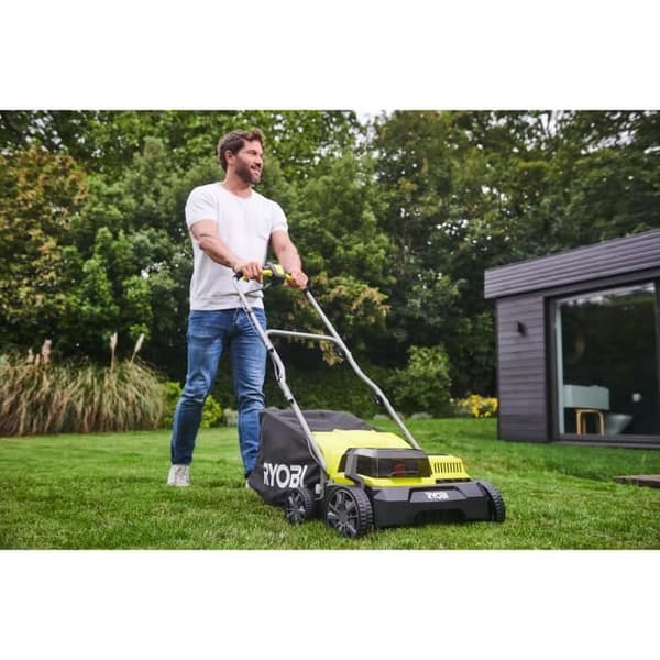 RYOBI - 18V Borstlös markör/luftare Ø 35 cm 2-i-1 - 2 litium + 18V 4,0 Ah batterier och laddare - RY18SFX35A-240