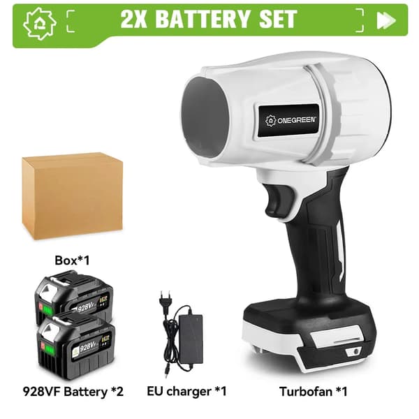 Borstlös elektrisk turbofläkt, 2000W effekt, 200 m/s maximal vindhastighet,2 928VF batteriset