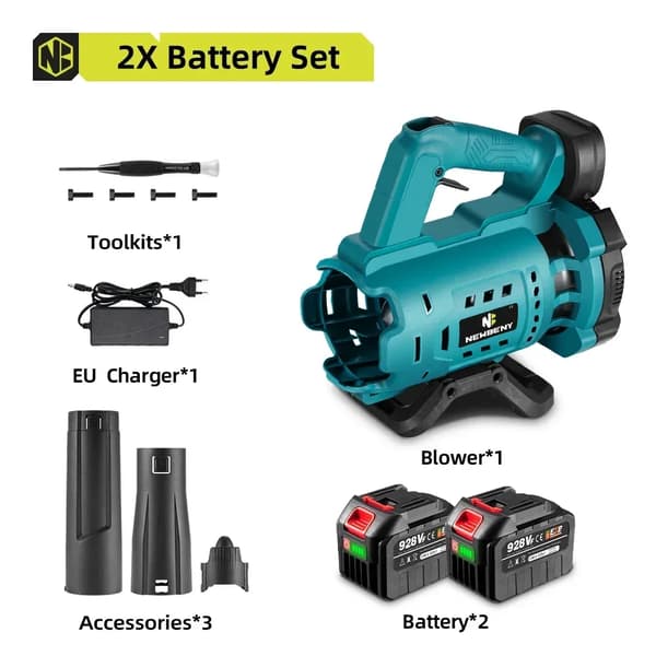 Batteridriven Elektrisk Luftrenare, 18V, 18500rpm Tomgångshastighet,EU, 2x928vf Batteriuppsättning
