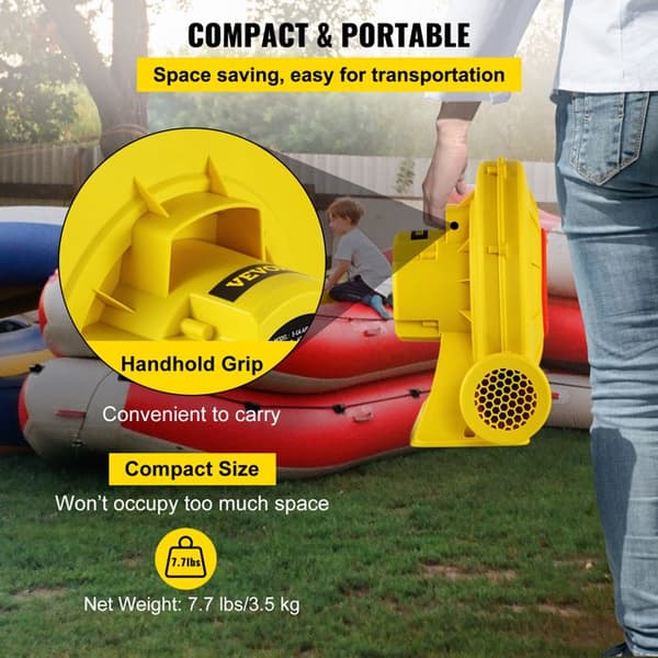 Luftfläkt-VEVOR-450 W-Kommersiellt-uppblåsbara slott-0,6 HP-hastighet 3400 rpm-Bouncy House utomhusspel