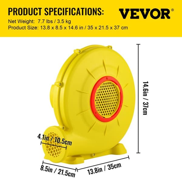 Luftfläkt-VEVOR-450 W-Kommersiellt-uppblåsbara slott-0,6 HP-hastighet 3400 rpm-Bouncy House utomhusspel