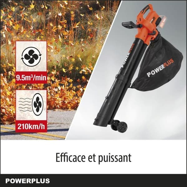 Dual Power 3-i-1 batteridrevet løvblæser POWDPG75270 - 40 V, 210 km/t, uden batteri eller oplader