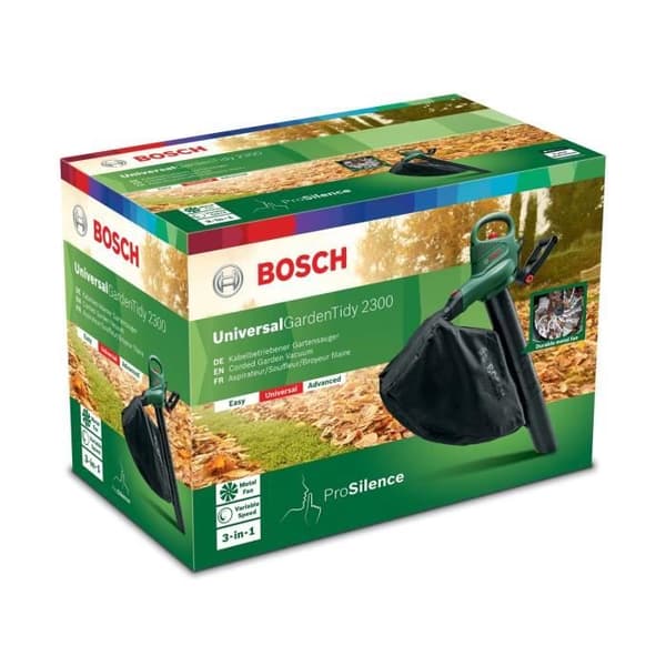 Bosch Universal Garden Tidy 2300W ledningsstøvsuger/blæser/mulcher (45 liters pose, op til 285 km/t)
