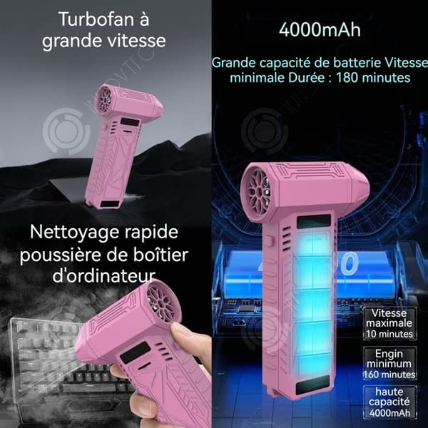 INN Tryckluft blåser 100000 varv/min 4000mah rosa portabel dammsugare kraftfull elektrisk blåser fläkt