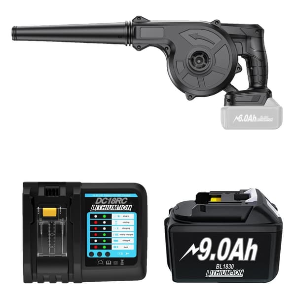 Trådlös Lövblås, 6.0Ah eller 9.0Ah Batterialternativ, 98 CFM Luftflöde,1STK 9.0Ah 1Laddare
