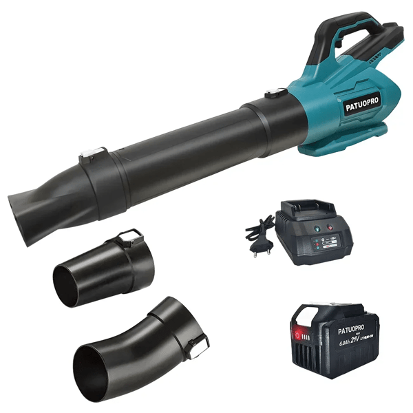 21V Harjaton Sähkötuuletin, Tyhjönopeus 20000 RPM, Ergonominen Kahva,EU, 1 kpl 6.0Ah akku