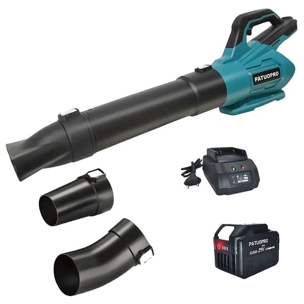 21V Harjaton Sähkötuuletin, Tyhjönopeus 20000 RPM, Ergonominen Kahva,EU, 1 kpl 6.0Ah akku