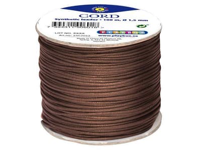 Halsbandssnodd/Snöre, Syntetiskt läder (konstläder), 1,5 mm, 100 meter, Brun