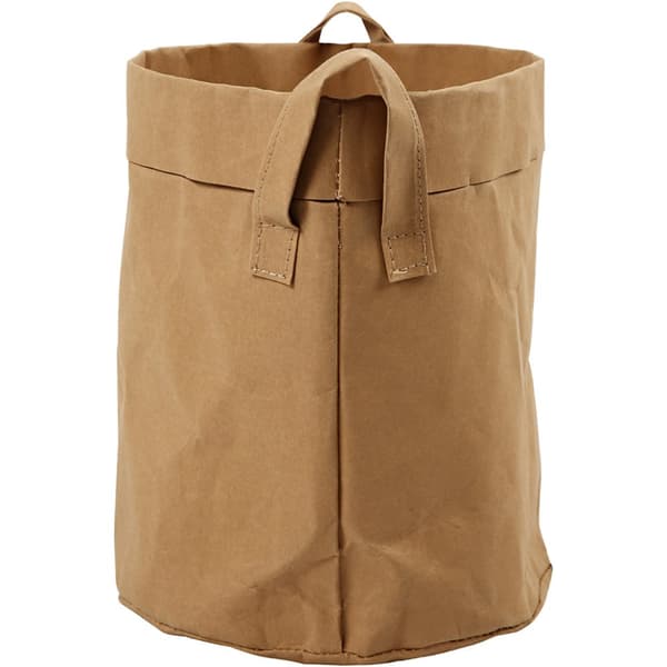 Förvaringspåse i läderpapper - Rund - 20 cm