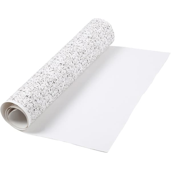 Läderpapper på Rulle - Vit med Terrazzotryck - 49,5x1m