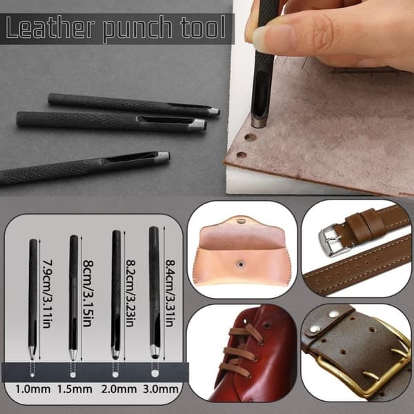 Lollanda Leather Tools 40-osainen, nahkainen askartelusarja, nahkatyökalusarja / käsityökalut nahalle – vahalanka, naskali, tee-se-itse, ompelu