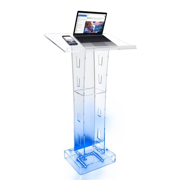 Akrylpresentationpodium, LED-belyst, gott om förvaringsutrymme, modern design