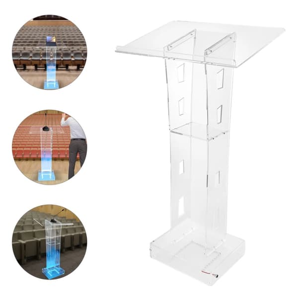 Transparent podiumställ, blå LED-lampa, rymligt läsområde,transparent