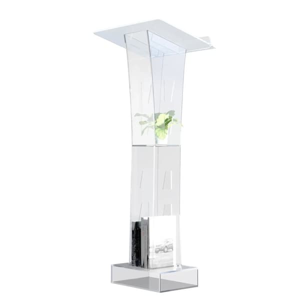 Klar akrylpodium, blå LED-lampa, modern design, golvställ,transparent