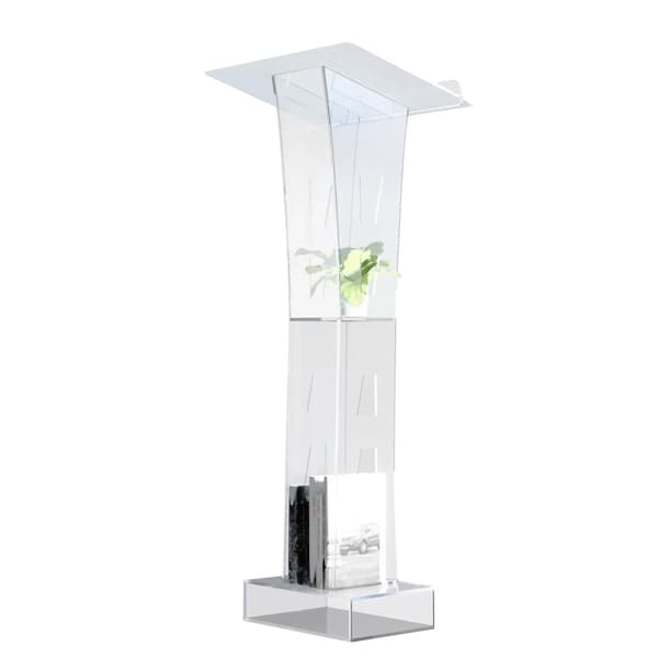 Klar akrylpodium, blå LED-lampa, modern design, golvställ,transparent