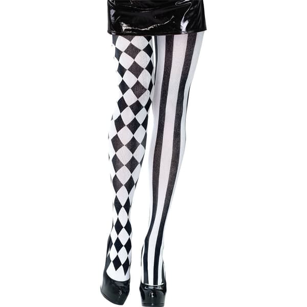 Bristol Novelty Harlequin Tights för kvinnor/damer White/Black One Size