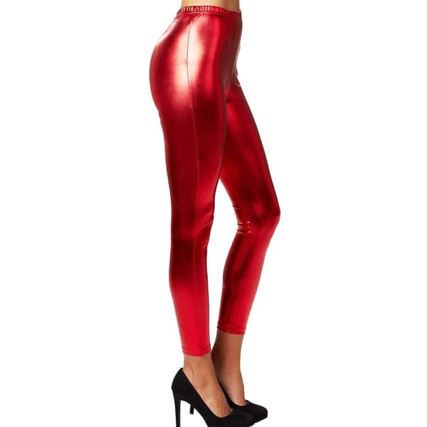 Metallic-leggings röd