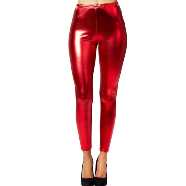 Metallic-leggings röd