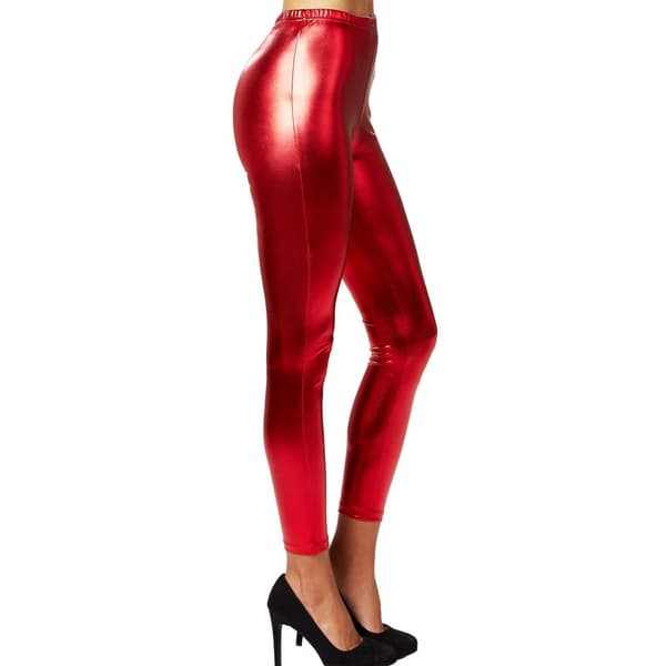 Metallic-leggings röd