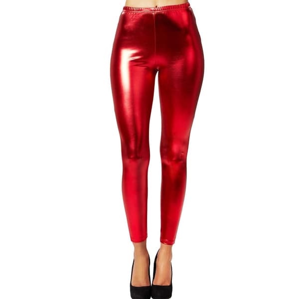 Metallic-leggings röd