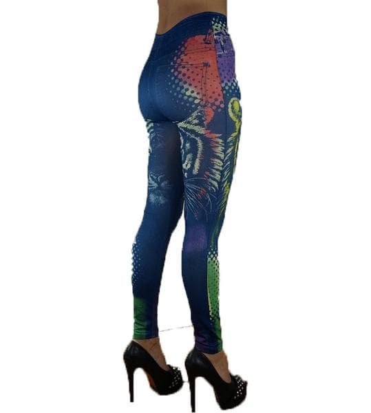 Leggings med Tiger i jeanstryck