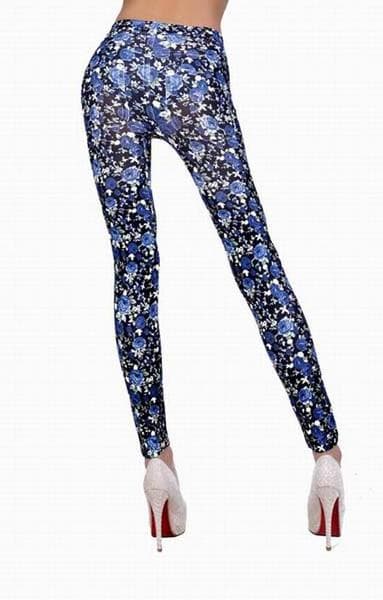 Svarta Leggings med blå rosor