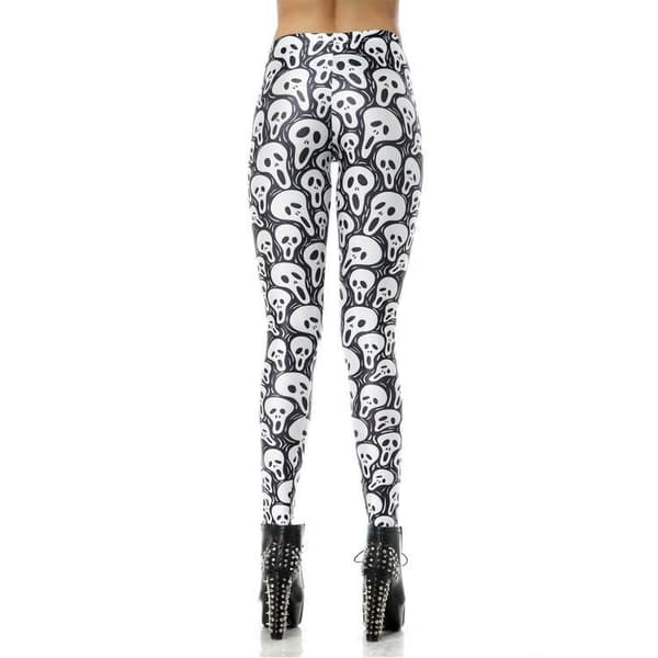 Svart Vita Leggings med Dödskallar