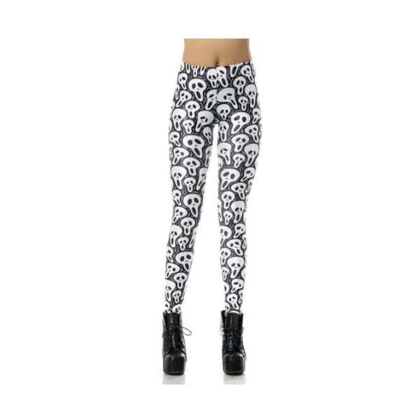 Svart Vita Leggings med Dödskallar