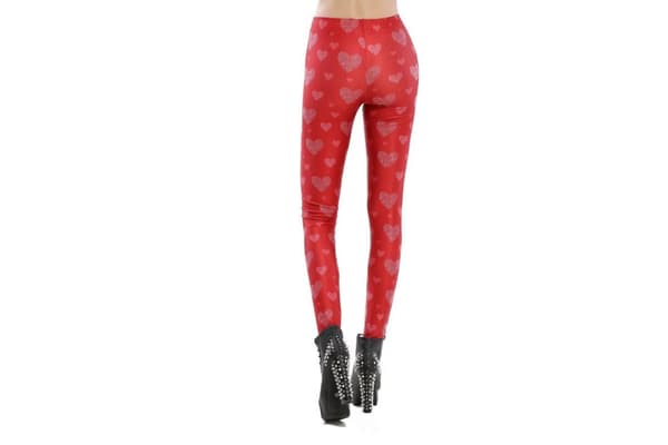 Röda Leggings med Hjärtan