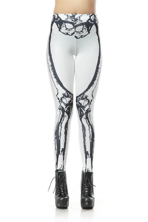 Vita Leggins med Svart Skelett